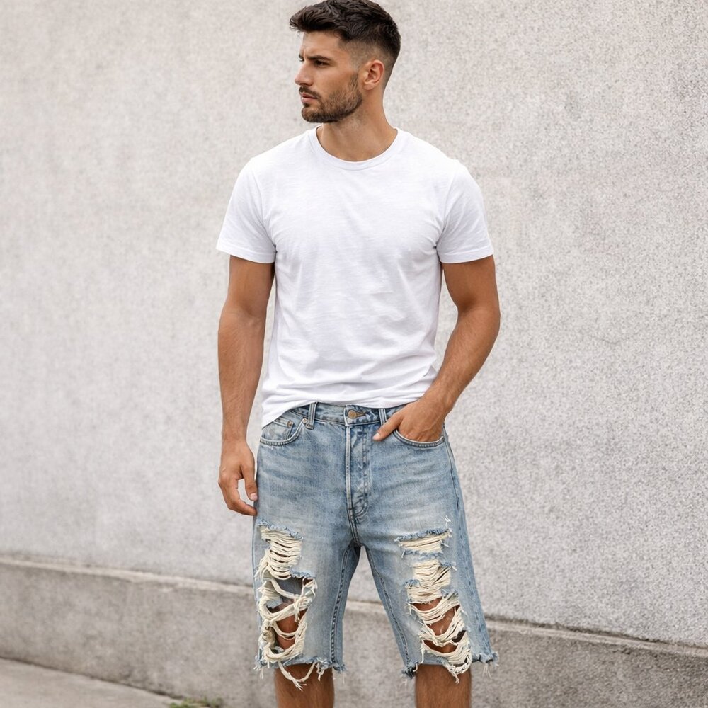 Levis heavy ripped denim shorts
